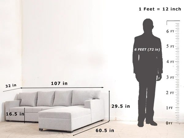 Renate L Shaped Corner Sofa Furnitures 24, L Shape Sofa Size Standard
