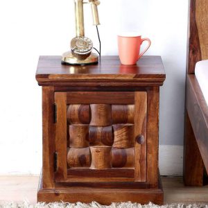 Solid Wood Bed Side Table With Niwar Pattern